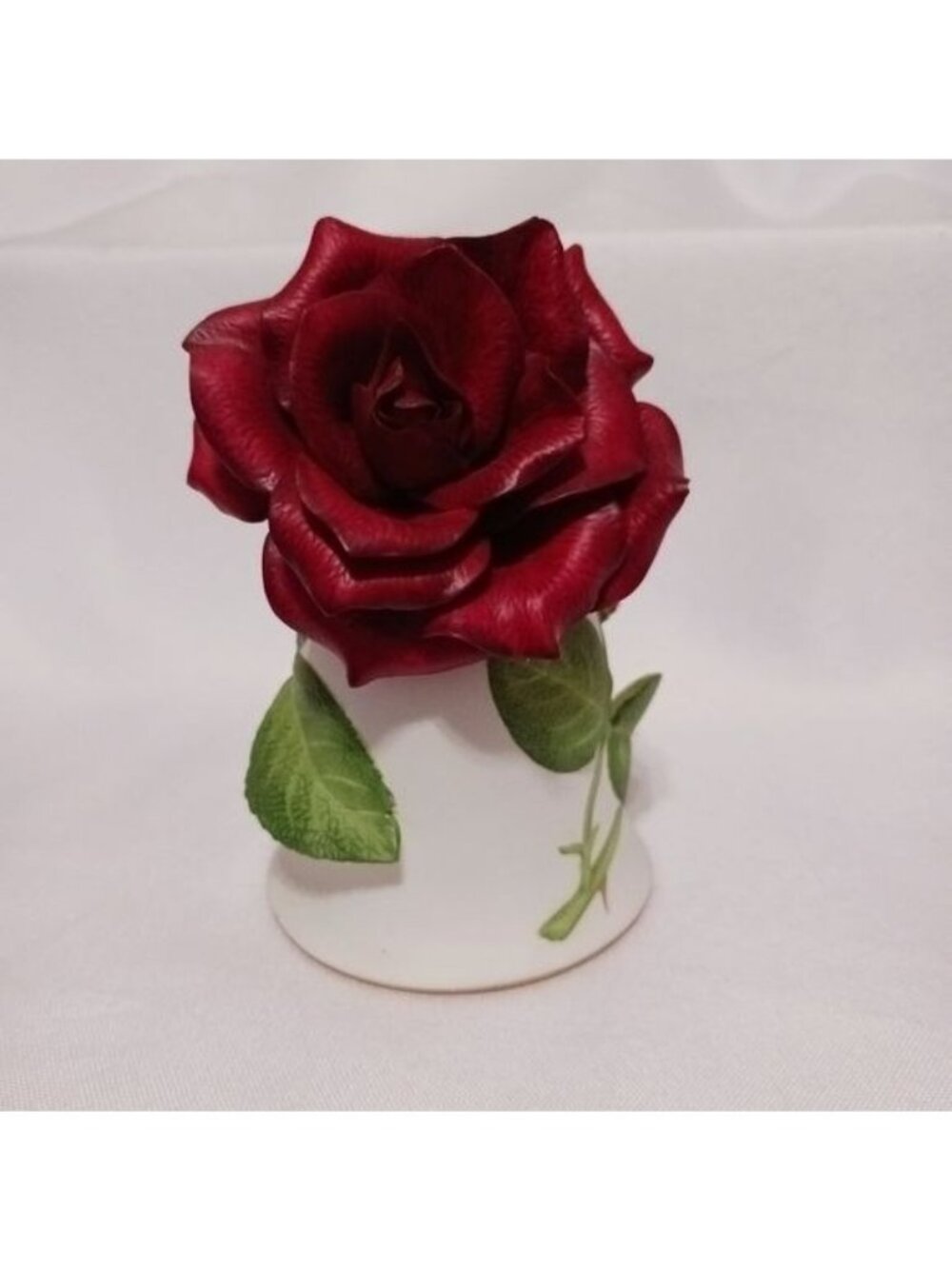 Royalty Rose by Jeame Holgate Red Rose Floral Sculpture White Base